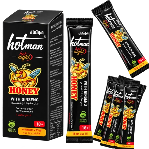 HotMan Honey with Korean Ginseng box and 6 sachets of 15 g